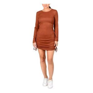 HIPPIE ROSE Womens Body Con Short Dress Brown Long Sleeve Party Juniors L
